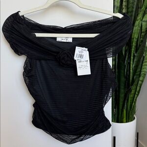 NWT Bloomingdale’s sheer Off-Shoulder Black top